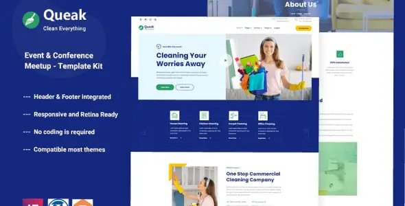 Queak – Cleaning Service Elementor Template Kit